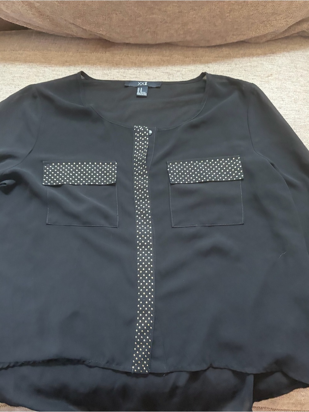 Forever 21 Black Blouse with Studded Trim
